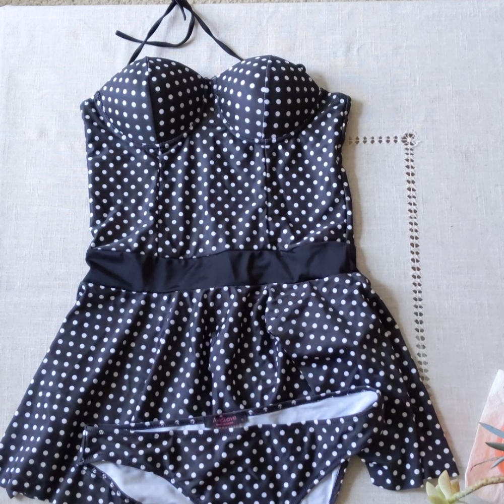 Women Vintage Polka Dot Sailor Pin Up Swimdress (box#2)